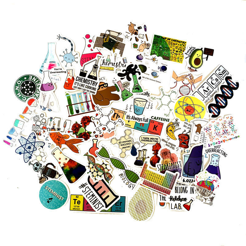 5 Sets = 250PCS New Chemical Equipment Laboratory Personality Science Stickers Water Cup Notebook Car Stickers