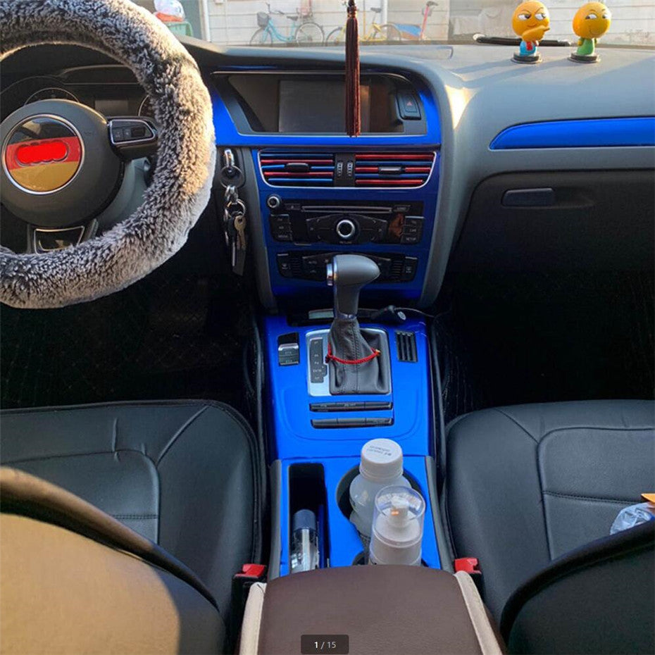 For Audi A4 B8 2008-2016 Interior Central Control Panel Door Handle 3D-5D Carbon Fiber Stickers Decals Car styling Accessorie