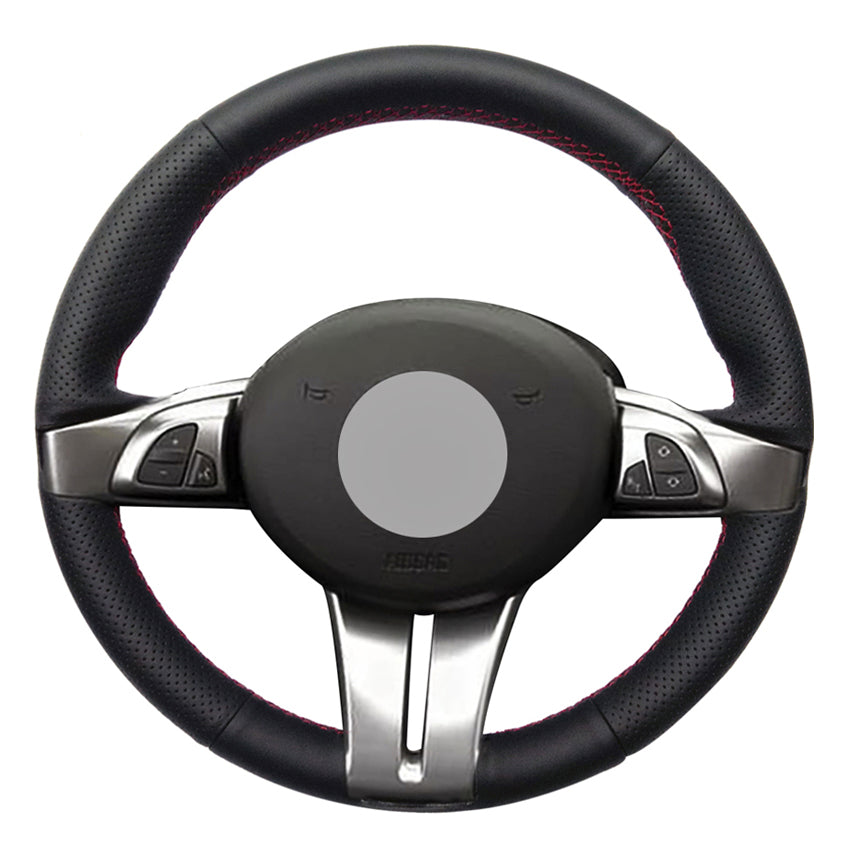 Black PU Faux Leather DIY Hand-stitched Car Steering Wheel Cover for BMW Z4 E85 (Roadster) 2003-2008 E86 (Coupe) 2005-2008