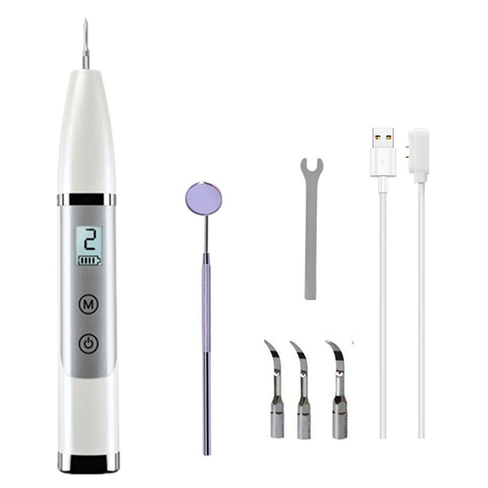 Household Whitening Sonic Scaler Ultrasonic Tooth Stain-Plaque Remover Portable Rechargeable Teeth Cleaner with Replaceable Working Tips