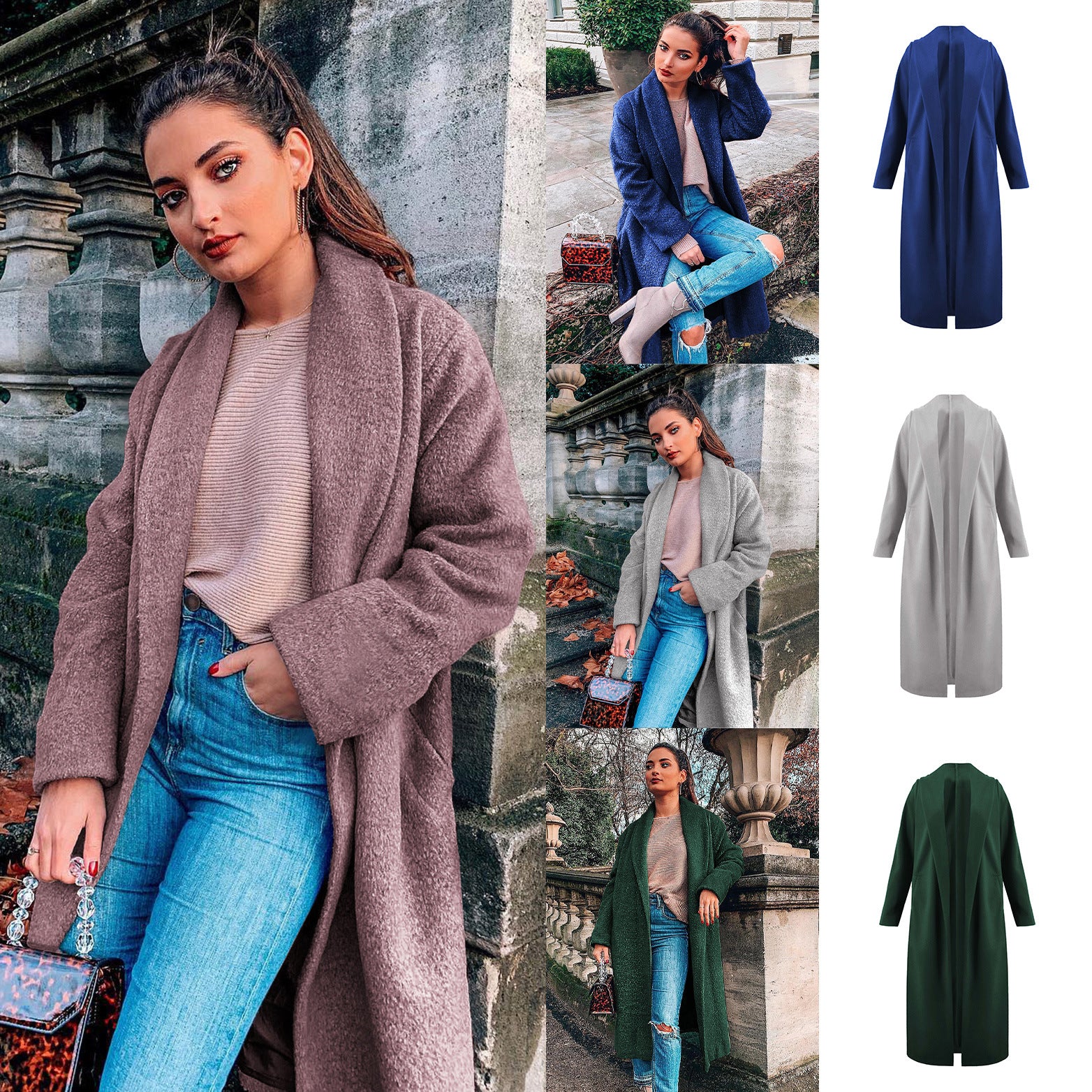 Autunm Female jacket fashion design long coat jackets womens Fleece coats loose winter warm clothing sweater styles Outerwear Wool Blends