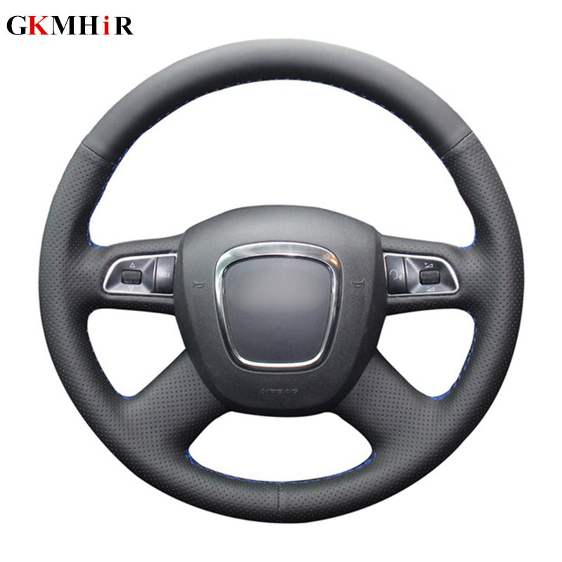 DIY Black Artificial Leather Car Steering Wheel Cover for Audi A3 A4 (B8) A6 (C6) A8 A8 L Q5 Q7 2007-2011 S8 2008-2009