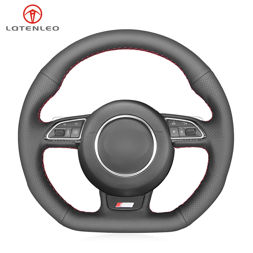 Black Artificial Leather DIY Hand Car Steering Wheel Cover For Audi A5 A7 RS7 S7 SQ5 S6 S5 RS5 S4 RS4 S3 2012-2018