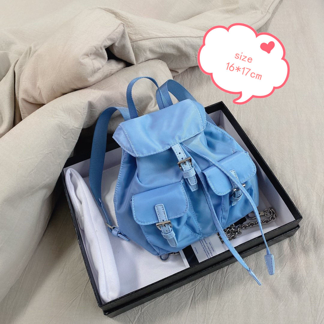 Fashion Backpack Women Shoulder Bags Chain Crossbody Lady Backpacks School Bag Nylon Mini Gilrl Cute Handbags with Box