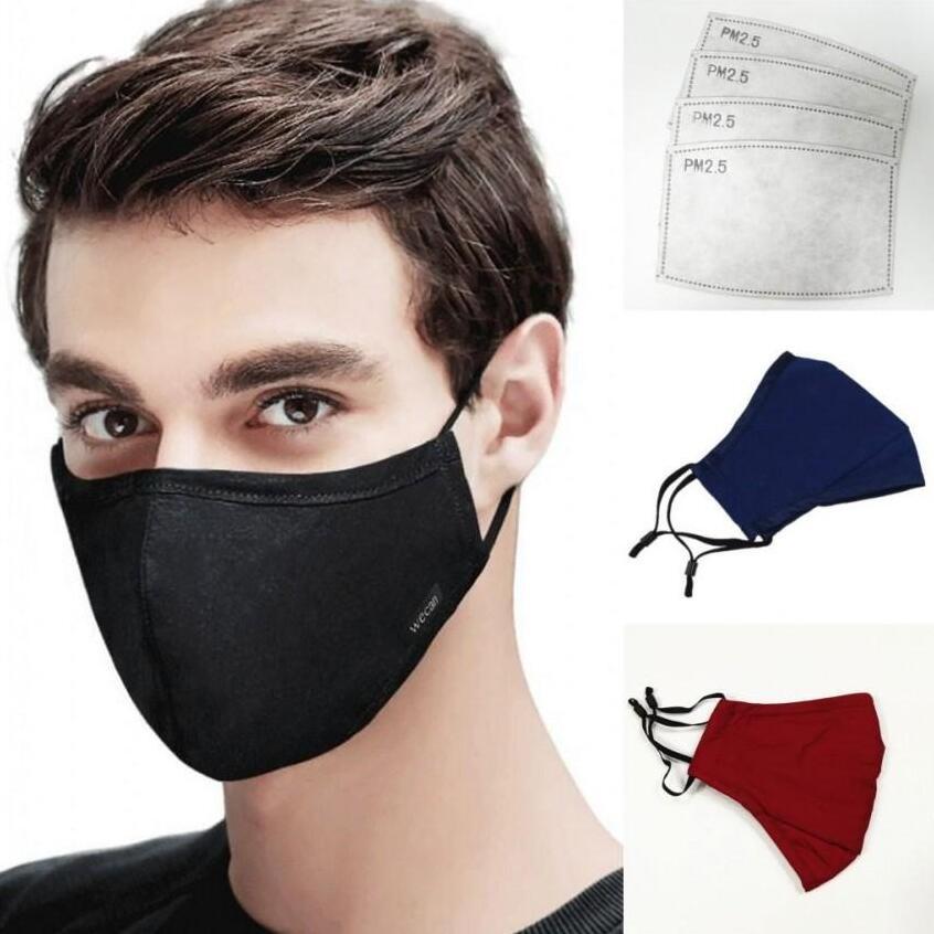 Designer Washable Reusable Face Mask Anti Dust Cotton Mouth Masks With Pm2.5 Carbon Filters Pocket Adjustable Earloop Cloth Masks FY9049