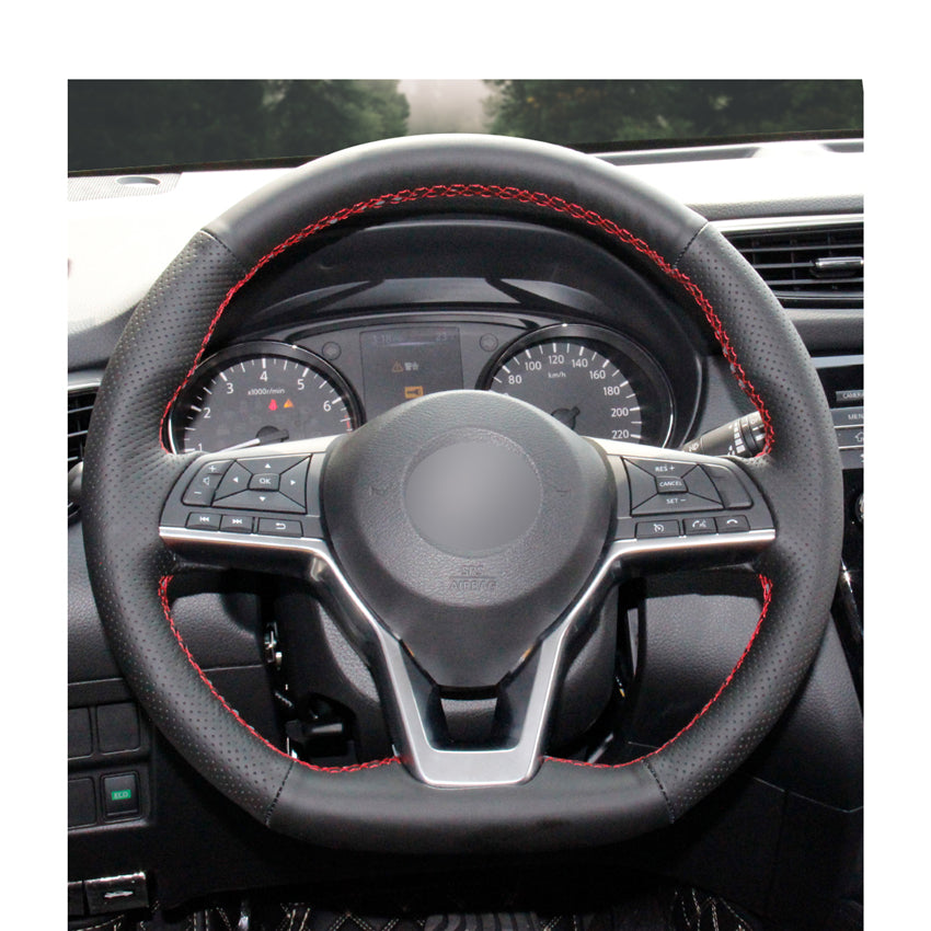 Black Micro Fiber Leather Car Steering Wheel Cover for Nissan X-Trail 2017-2019 Qashqai 2018 Rogue (Sport) 2017-2019 Leaf 2018