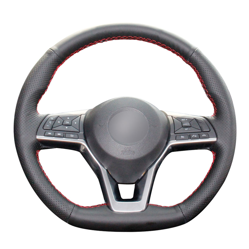 Hand-stitched Black Artificial Leather Car Steering Wheel Cover for Nissan X-Trail Qashqai Leaf Micra Altima Rogue (Sport) car accessories