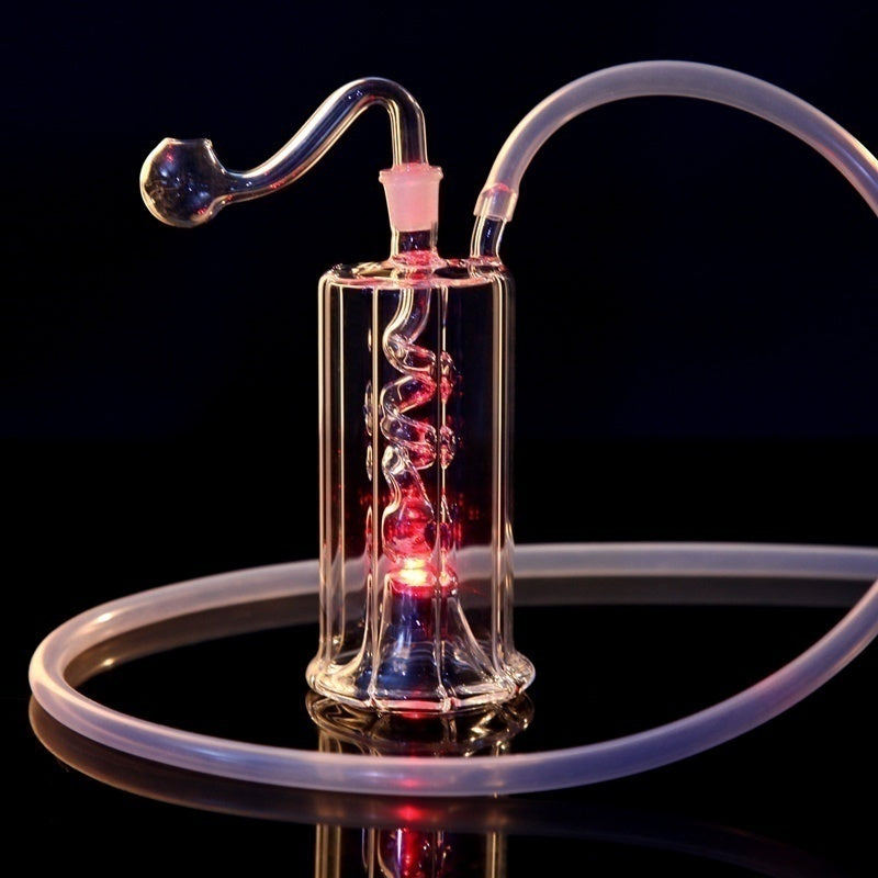 LED Glow Glass Hookah Smoking Pipe Smoke Shisha Diposable Glass Pipes Oil Burner Ash Catchers Bong Percolater Bubbler Gifts Tobacco Bowl Accessories