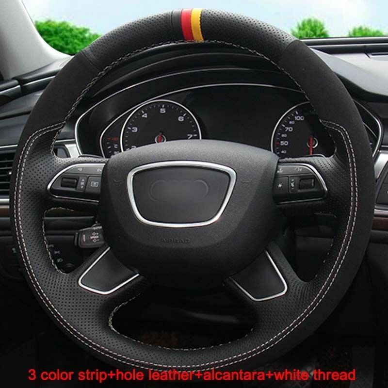 diy Hand sewing customization PU Artificial leather Steering Wheel Cover For Audi Q7 2005-2011 car accessories