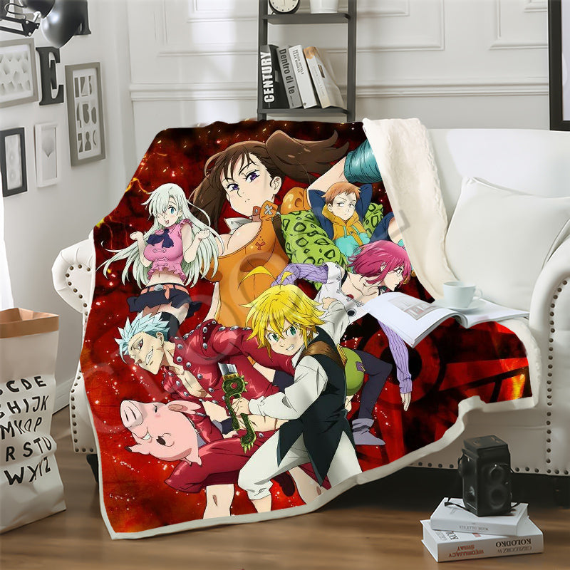 CLOOCL Nanatsu No Taizai Blanket 3D Print The Seven Deadly Sins Double Layer Casual Sofa Youth Bedding Throw Autumn and Winter Blankets