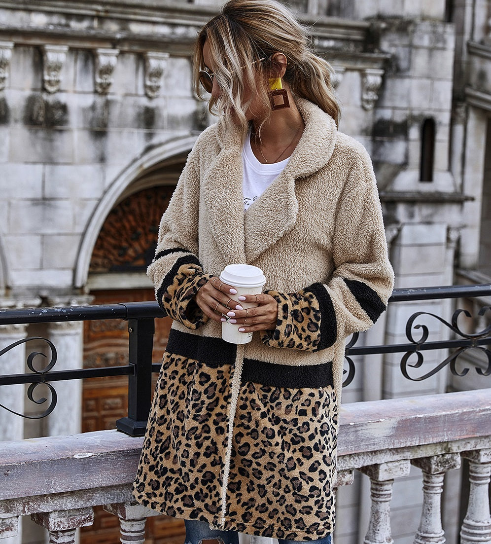 Womens Winter overcoat Thick warm designer Leopard for woman Outerwear wool Sweaters Faux Fluffy Fur Teddy Fleece casual jacket long coats