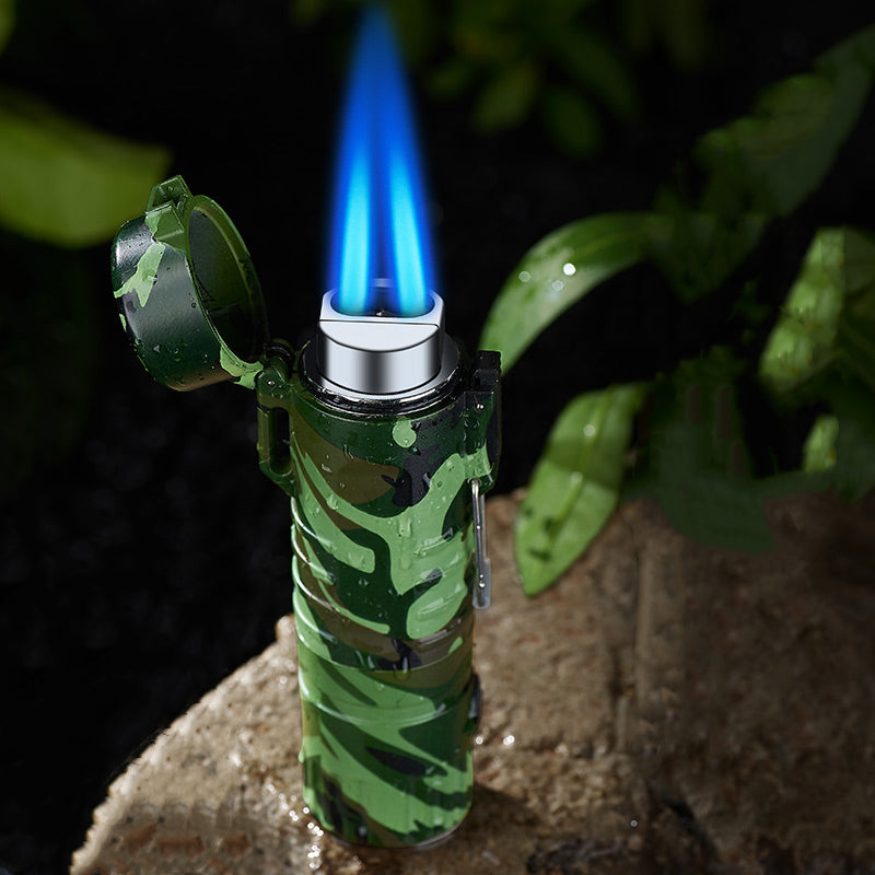 Windproof Double Torch Cigar Cigarette Lighter Powerful Jet Turbo Lighter Butane Gas Camping Survival Tool Lighting Inflated Gadgets
