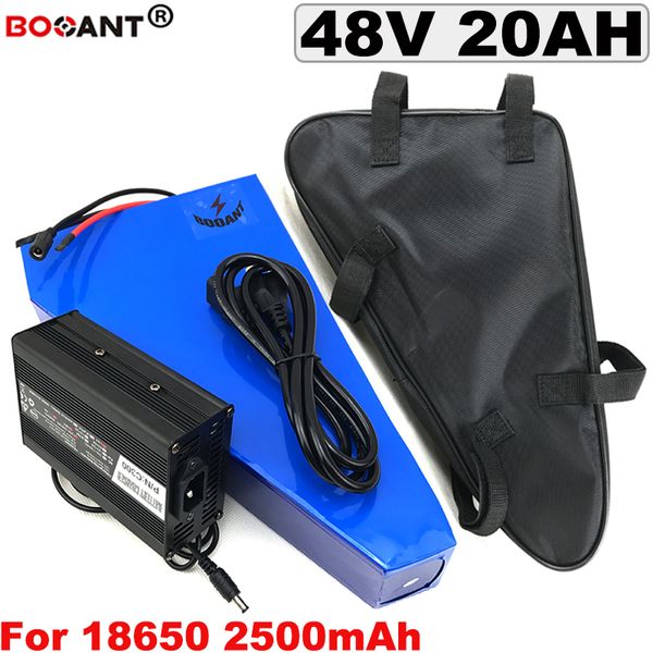 13S 48V 20Ah Triangle E-bike Lithium Battery for 800W 1000W Motor 48v Electric bike bicycle pack with 5A Charger +a Bag