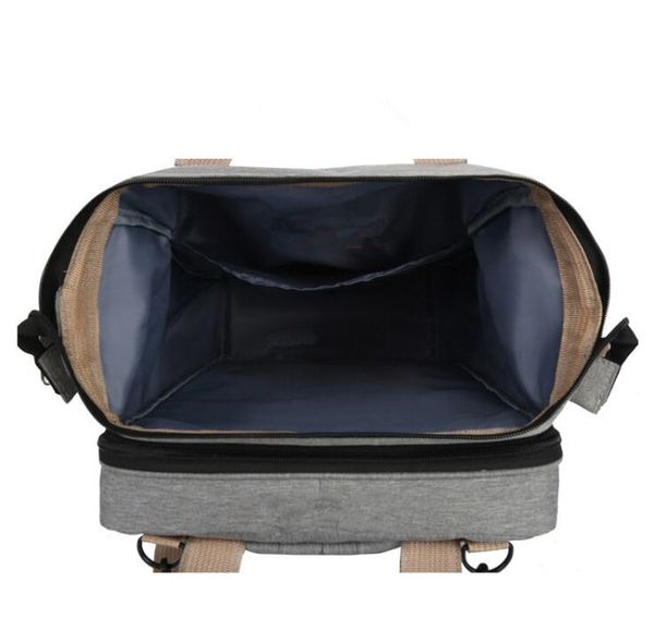 New-Diaper Bag Stripe Mommy Backpacks Large Capacity Diaper Bag Multifunctional Baby Outdoor mobile Folding Bed Bags Moms and Dads