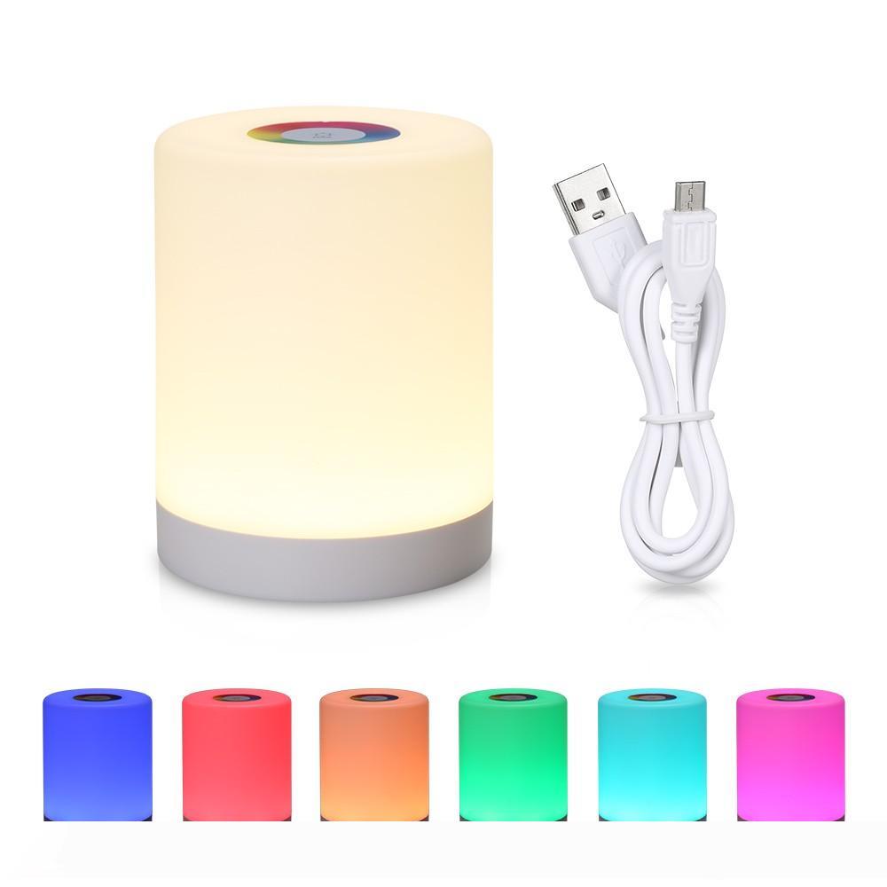 Touch Control Night Light LED Desk Table Bedside Lamp Battery USB Rechargeable Lights 3D Nightlight for Living Room Bedroom Home Decor