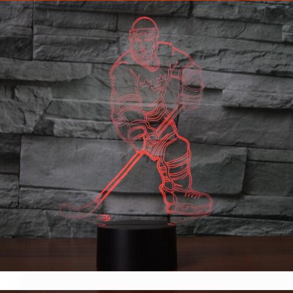 hockey Player 3D LED Night Light Touch USB Lamp Visual Holiday Gifts Night Light For Children