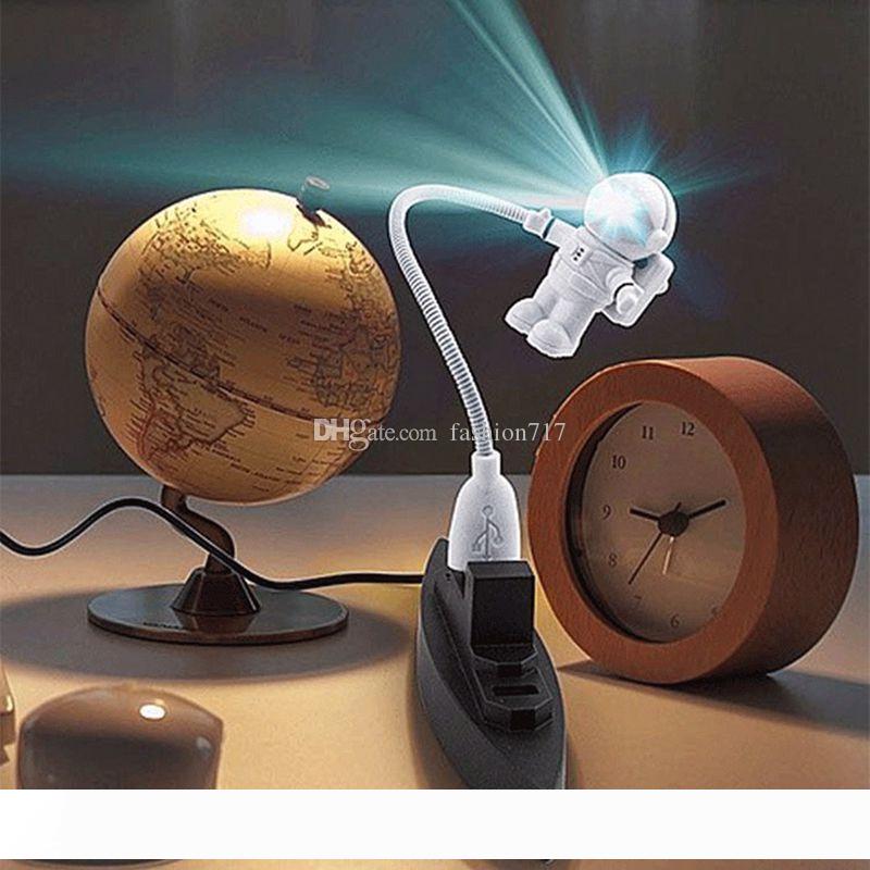 Flexible Spaceman Astronaut USB Tube ABS+PC Mini LED Night Light White Lamp For Computer Laptop PC Notebook Reading Portable