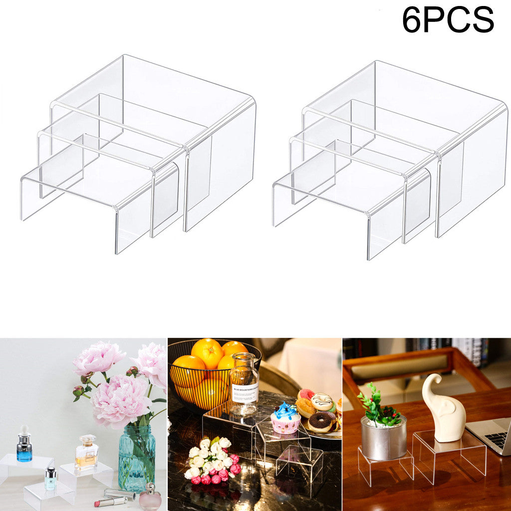 Clear Acrylic Display Holders Risers Jewelry Displays Riser Shelf Showcase Fixture 6PCS Organizer Sink kitchen Accessories