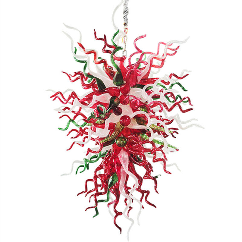 Nordic creative hand blown glass chandelier art deco G9 led red green white chandelier lighting 52&quot; chain pendant lamp living room furniture