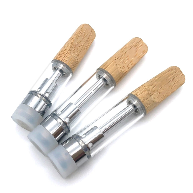 Bamboo Vape Carts 0.8ml 1ml Wood Tip Empty Vape Pen 510 Thick Oil Cartridges Ceramic Coil Glass Tanks Ecigs Vaporizer