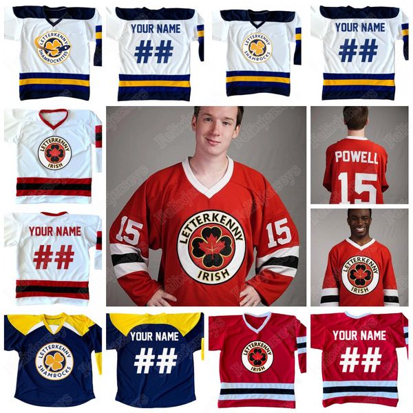 Hockey Jerseys Customized Irish Letterkenny 74 Jonesy 69 Shoresy 68 Reilly 15 Powell Ice Hockey Jersey Red Navy Blue White Double Stitched N