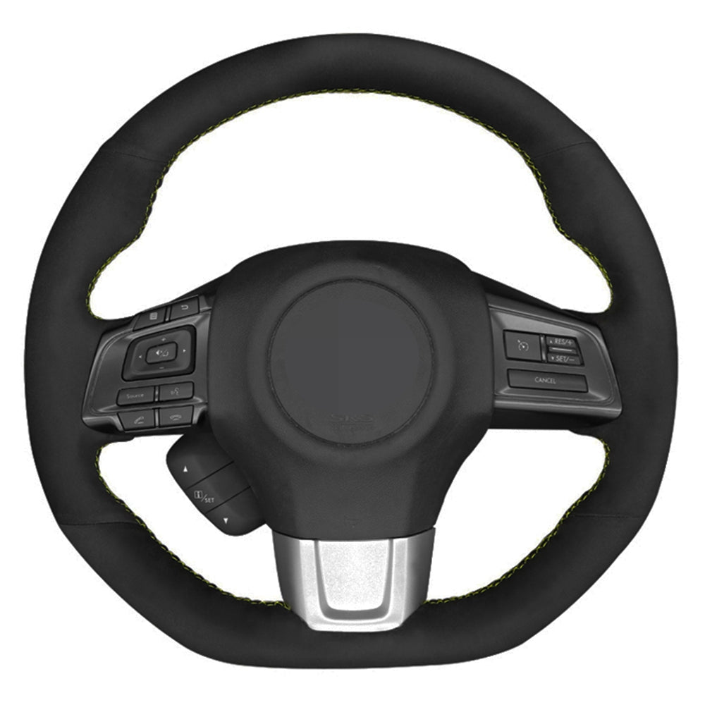 Car Steering Wheel Cover DIY Hand-stitched Black Suede For Subaru WRX (STI) 2015 2016 2017 2018 2019 Levorg 2015-2019