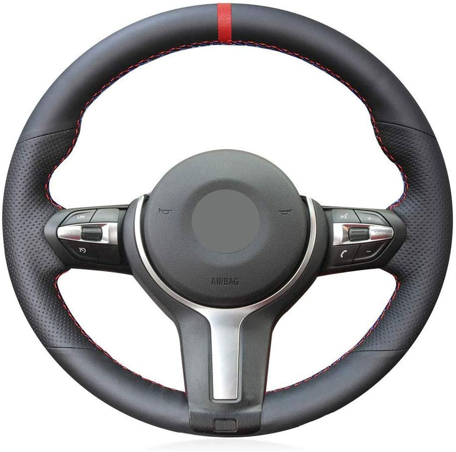 DIY Sew Black Leather Car Steering Wheel Cover for BMW 3 Series F30 F10 M Sport M3 M4 M5 M6 F12 F13 M240i F39 X2 M35i F85 X5 M F86 X6 M