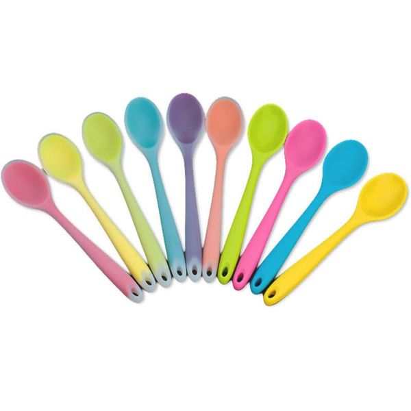 Home Use Mini Silicone Spoon Colorful Heat Resistant Spoons Kitchenware Cooking Tools Utensil Random Color LX2719