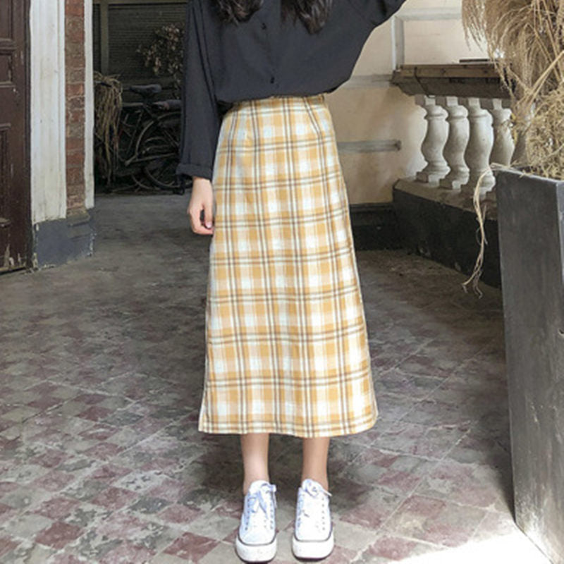 Blackday Long Skirt Womens Vintage Plaid Skirts Clothes Black Harajuku Summer High Waist Waist White Streetwear 2020 Bodycon Fashion
