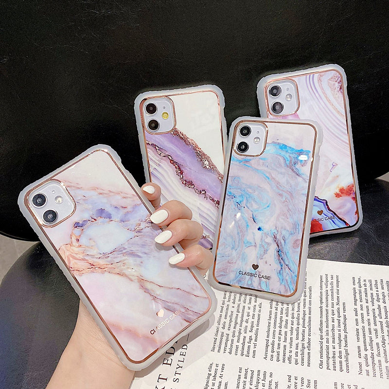 Luxury Glossy Marble Phone Case For iPhone 11Pro MAX Case For 6 7 8Plus X XR XS Max SE 2020 Retro Glitter Gradient Marble Soft Cover