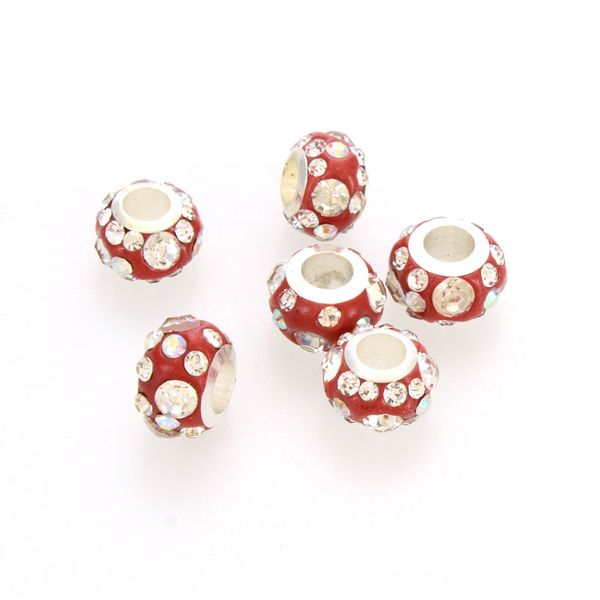High Quality Clay Pave Crystal Large Hole Beads 7x11mm Large Hole Beads Fit For Pandora DIY Snake Chain Charm Bracelets