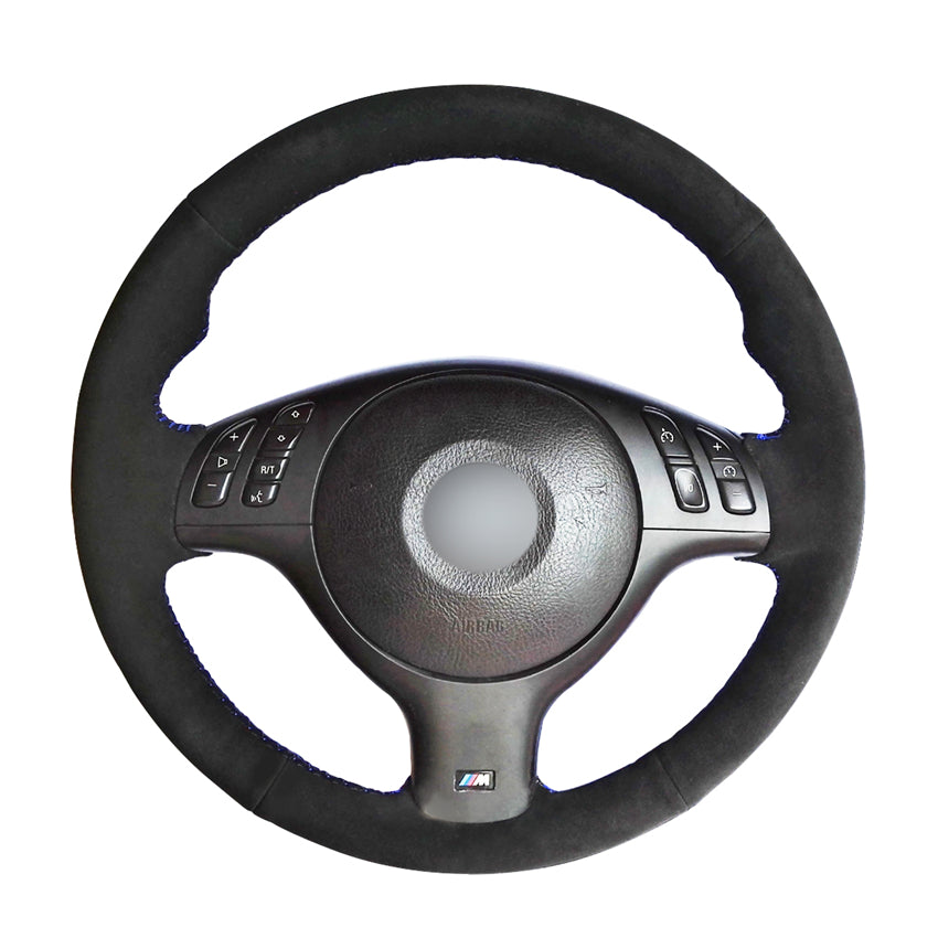 DIY Black Suede Leather Car Steering Wheel Cover for BMW E46 E39 330i 540i 525i 530i 330Ci M3 2001-2003 Accessories