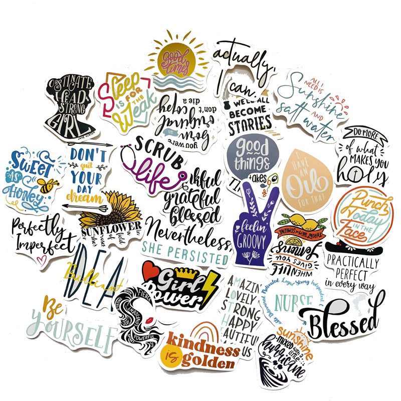 5 Sets = 250PCS Color English Alphabet Stickers Water Cup Helmet Notebook Waterproof Stickers