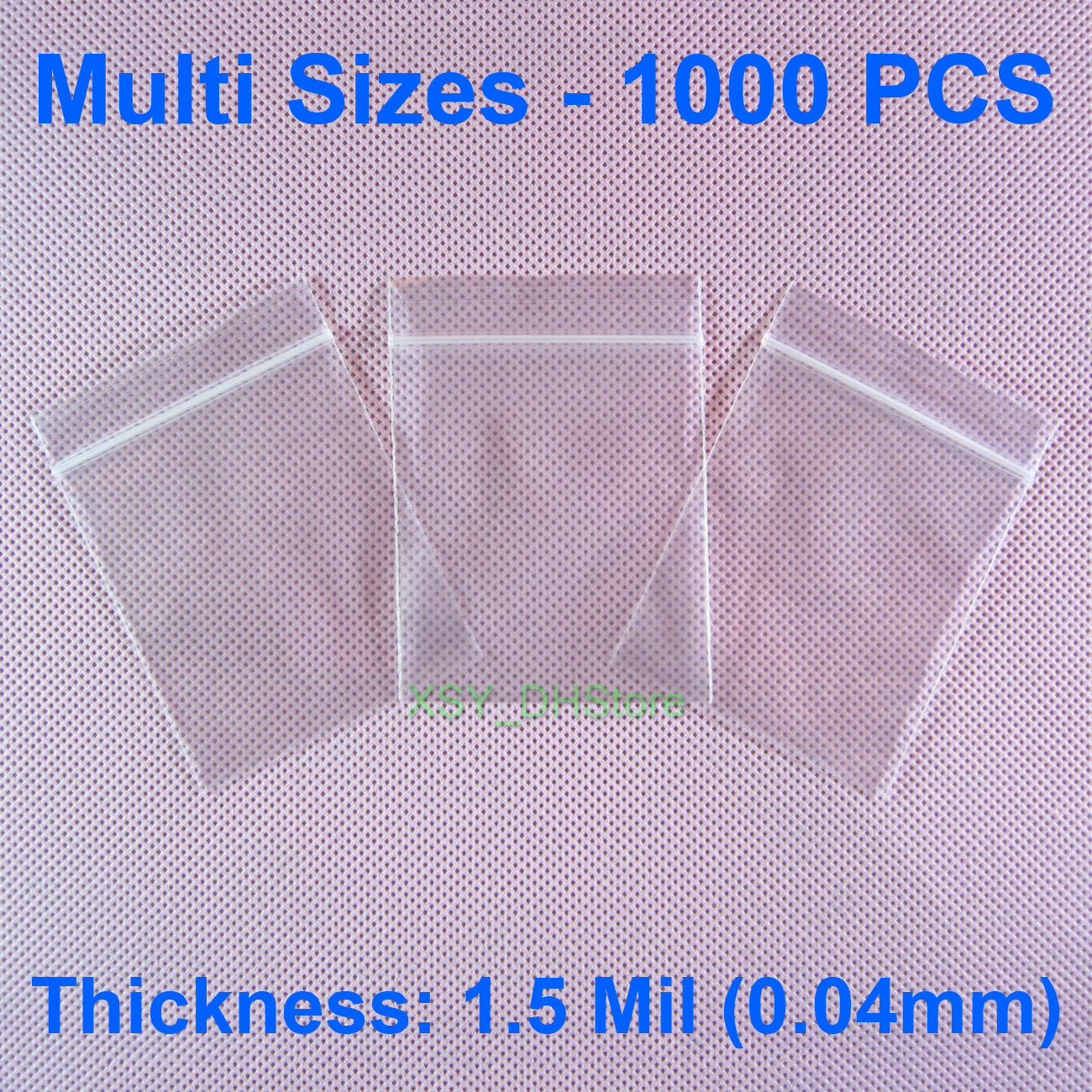 Multi Sizes 1000 PCS 1.5 Mil Poly Zipper Bags Inches (1.5&quot; - 5&quot;) x (2.5&quot; - 7.5&quot;) Plastic Storage Packing Pouch (40 to 130mm) x (