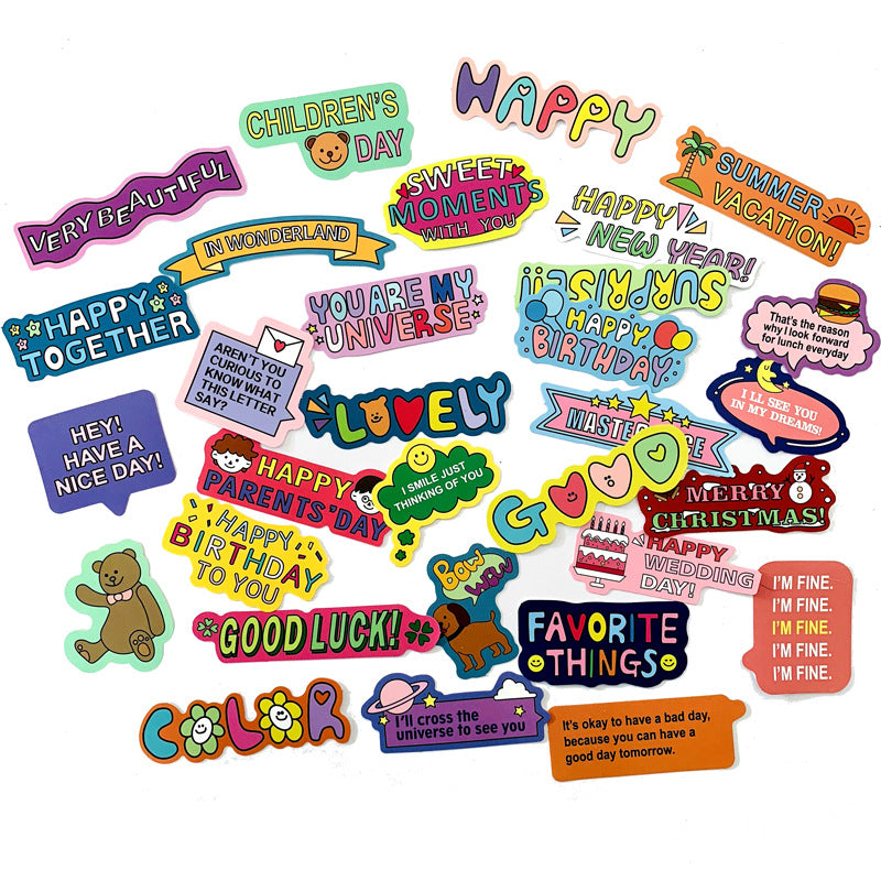 5 Sets=275PCS Color Cartoon English Alphabet Stickers Water Cup Helmet Notebook Stickers