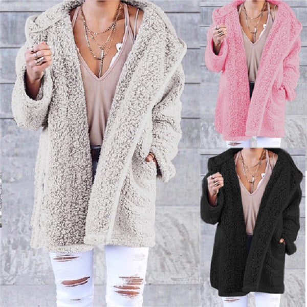 Designer fur clothing Womens Winter Warm Sweater outdoor jacket tops Cardigan Fashion Loose Outerwear Jackets Coats wool Thick Faux Fur coat