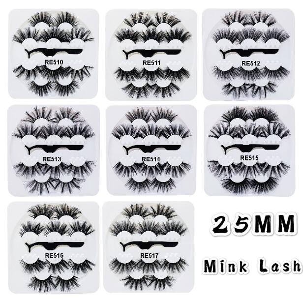 25mm Thick long false eyelashes extensions eye makeup accessory with lashes tweezer handmade fake lashes mink 8 models available DHL Free
