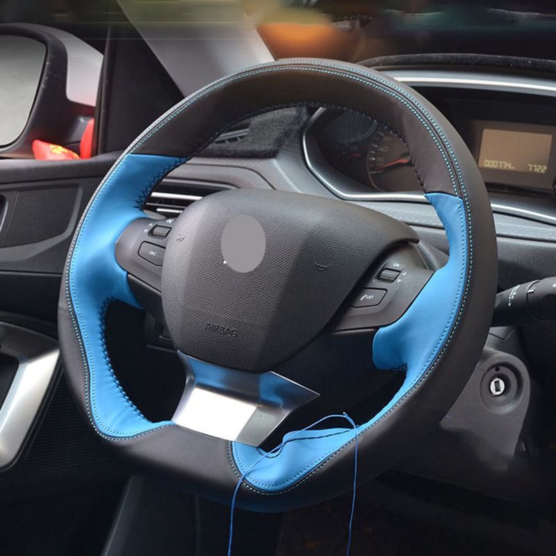 DIY Hand Sewing Genuine Leather Car Steering Wheel Cover for Peugeot 208 2012-2018 2008 2013-2018 308 308sw 2014 - 2018