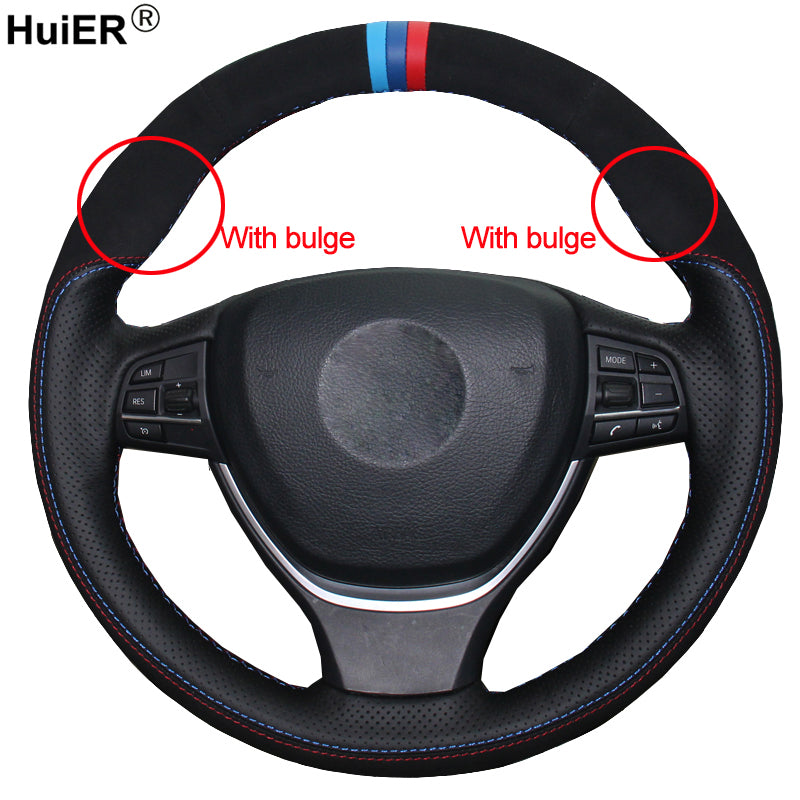 Hand Sewing DIY Car Steering Wheel Cover Suede Leather For BMW F10 2014 520i 528i 2013 2014 730Li 740Li 750Li Car Accessories