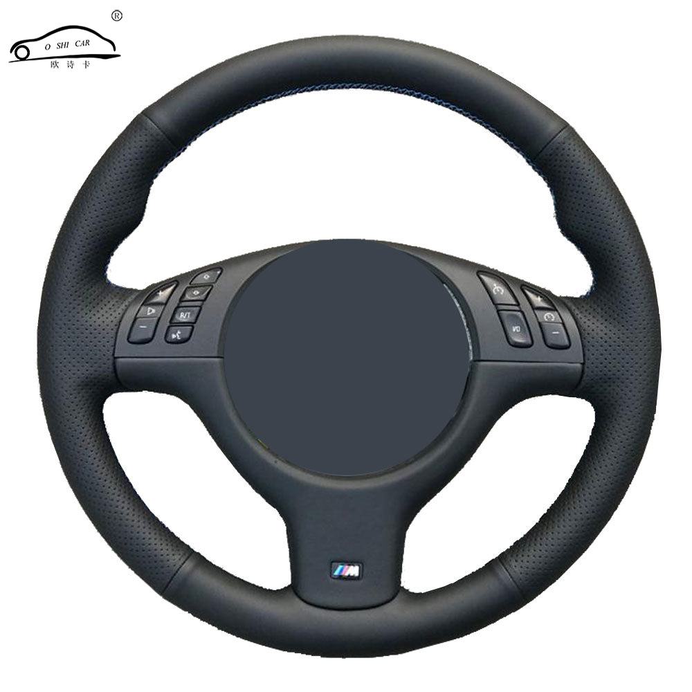 Genuine Leather car steering wheel Cover for BMW E46 E39 330i 540i 525i 530i 330Ci M3 2001-2003-Steering-Wheel Handlebar Braid
