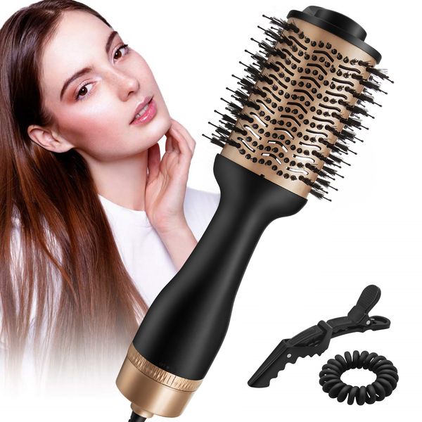 One-Step Hair Dryer Volumizer Hot Air Brush Negative Ion Salon Hair Styler Curler Straightener Brush Blow Spin Brush for Women