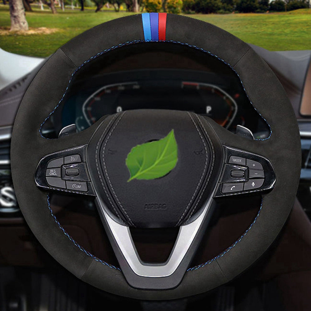 DIY Non-slip Black Genuine Leather Suede Car Steering Wheel Cover for BMW G20 G21 G30 G31 G32 X3 X5 G05 X7 G07 G01 X4 G02 Z4 G29