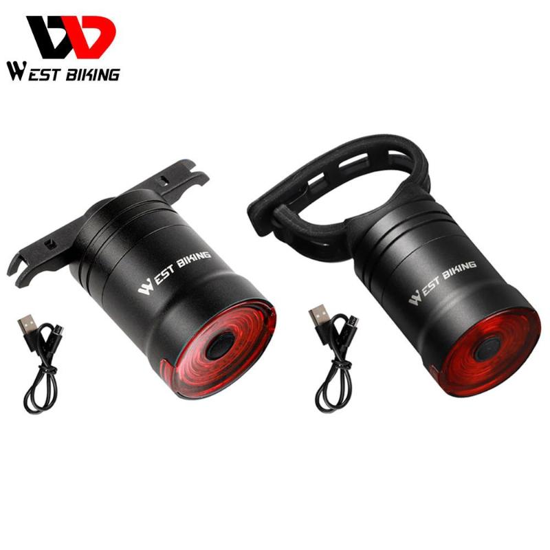 WEST BIKING COB LED Aluminum Alloy Bike Taillight USB Rechargeable Bicycle 6 Modes Smart Brake Induction Rear Warning Lamp New