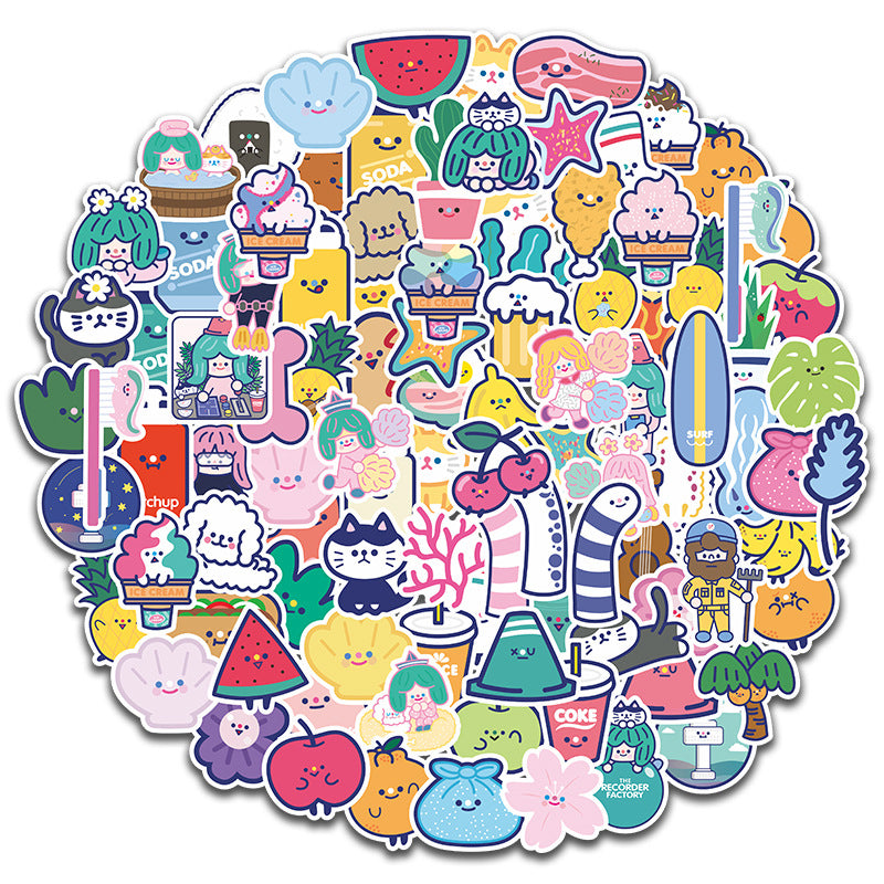 5 Sets = 500PCS Cute Girl Heart Smiley Stickers Stationery Mobile Phone Stickers Notebook Helmet Stickers