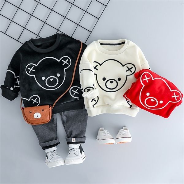 Clothing Sets HYLKIDHUOSE Baby Girl Boy Clothing Sets Autumn Winter Plush Infant Clothes Suits Cartoon Children Kids Casual Coatume S251153