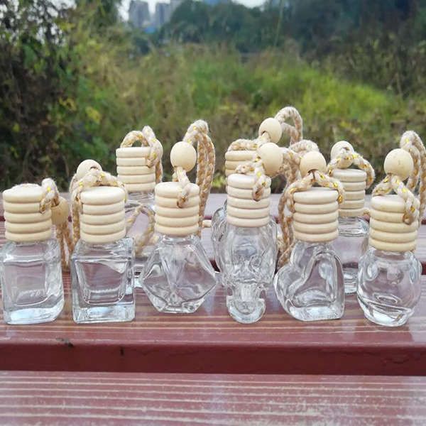 Clear glass Pattern Women Perfume Bottle Car Hanging Refillable Empty Atomizer Ball Cosmetic Containers