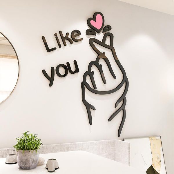 Finger Cartoon Wall Sticker Simple Modern Wallpaper Bedroom Mural Art For Background Decorations 3D Acrylic Wall Decals Sticker