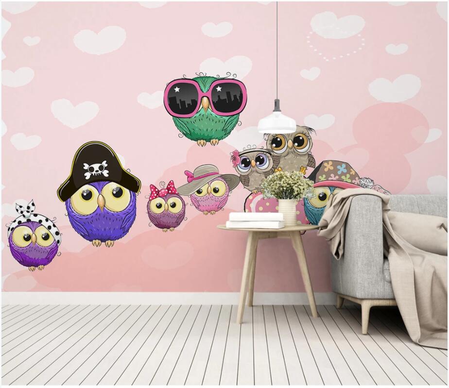 3d wall murals wallpaper custom photo on the wall Cartoon animal bird owl children room home decor photo wall paper for walls 3 d