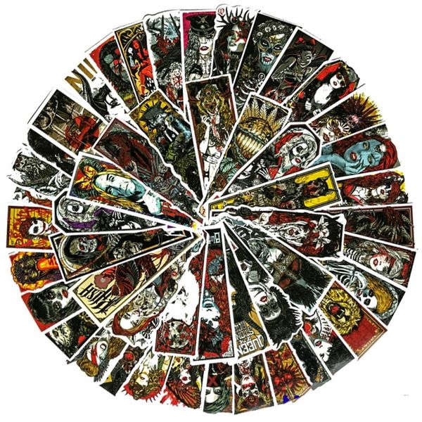 50PCS-Lot Gothic Terror Rock Stickers Skeleton Dark Pattern Sticker for Skateboard Laptop Guitar Luggage Motorcycle Car waterproof Decals