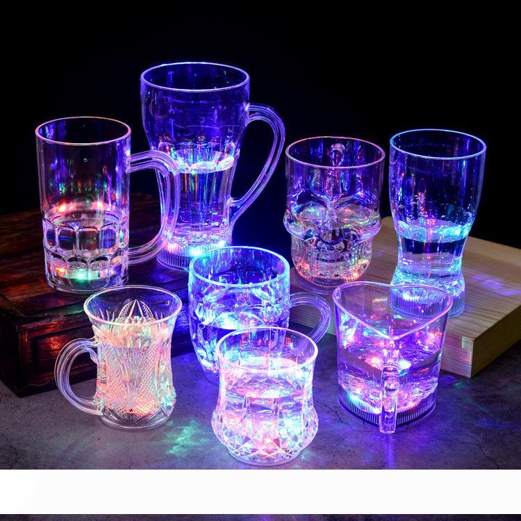 LED Party Lights Square Color Changing LED Beer Mug Bar Glowing Mug Blinking Flashing Novelty Party Supply